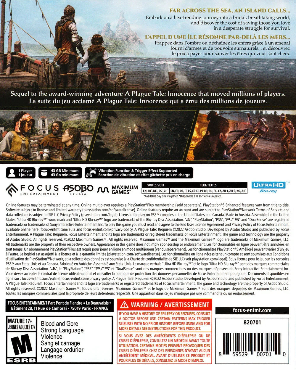 A Plague Tale: Requiem — New — PlayStation 5