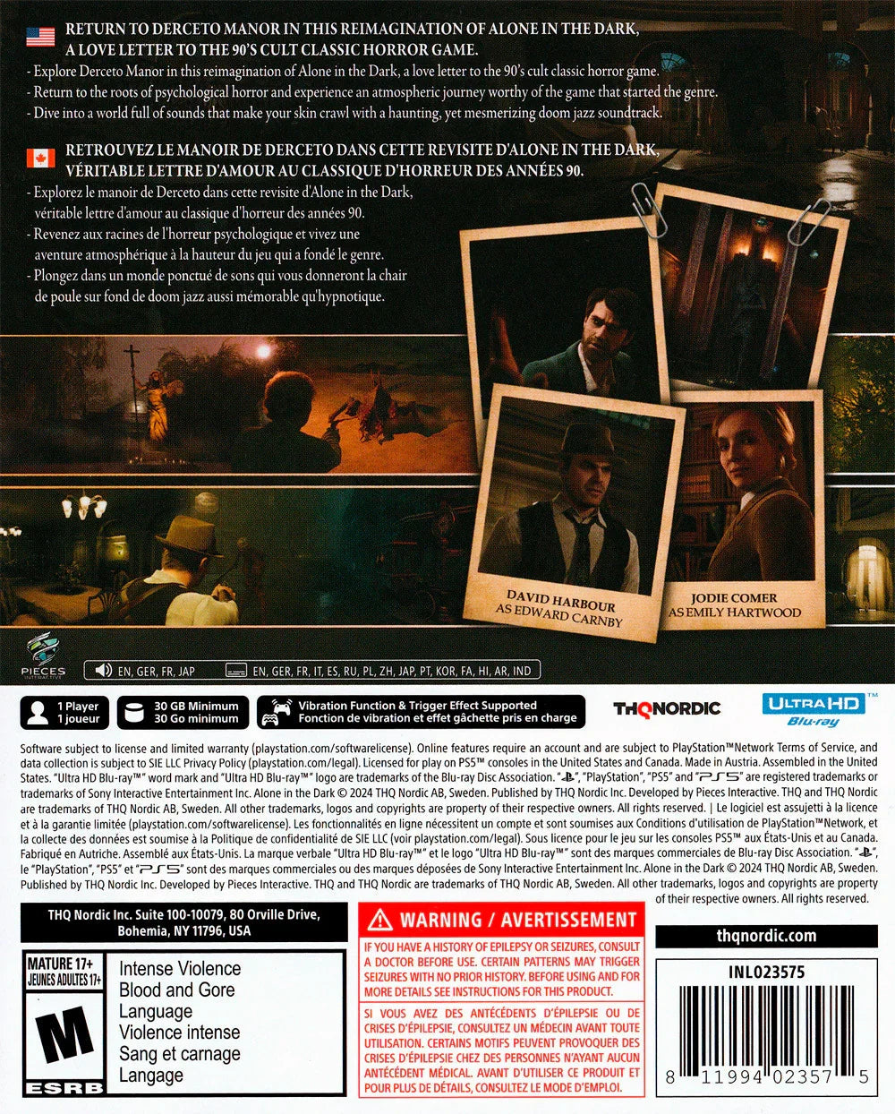 Alone In The Dark — New — PlayStation 5